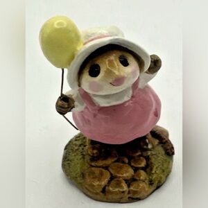 Wee Forest Folk M-131 Come Play! Pink Dress Yellow Balloon WFF 1985 Annette P